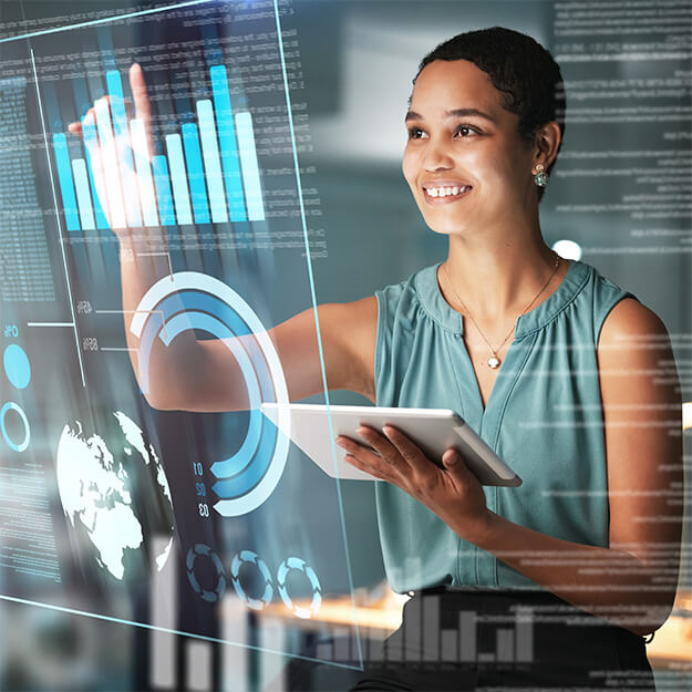 Woman With Futuristic Technology Screens